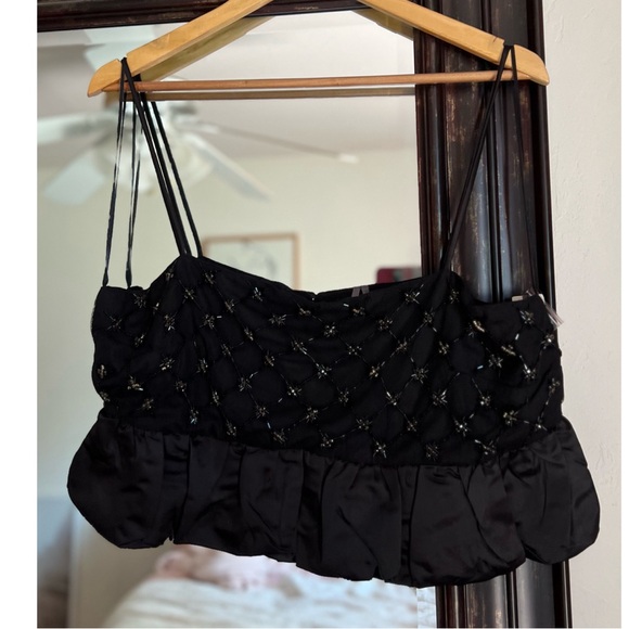 Anthropologie Beaded Satin Crop Top New With Tags - Picture 3 of 3